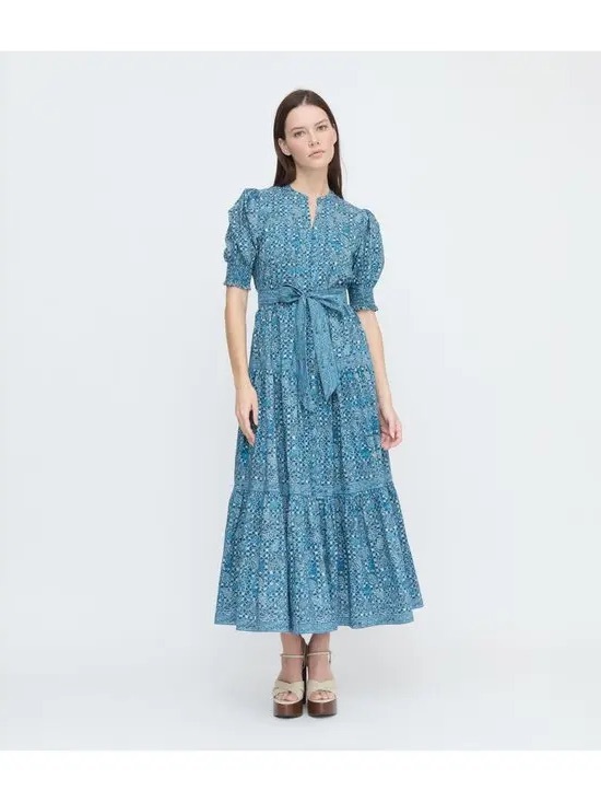 Hill House Dresses & Skirts - HILL HOUSE YARA DRESS IN NAVY CALICO TRELLIS